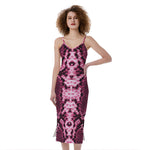 Pink Python Snakeskin Print Slim Fit Midi Cami Dress