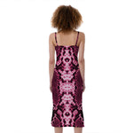 Pink Python Snakeskin Print Slim Fit Midi Cami Dress