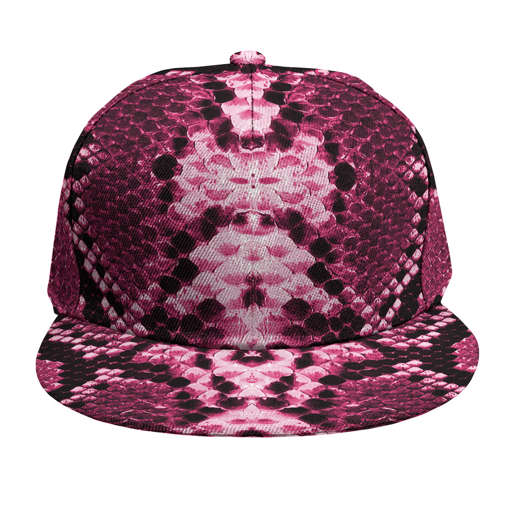 Pink Python Snakeskin Print Snapback Cap