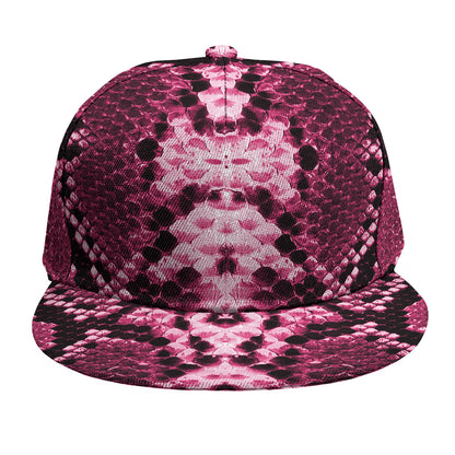 Pink Python Snakeskin Print Snapback Cap