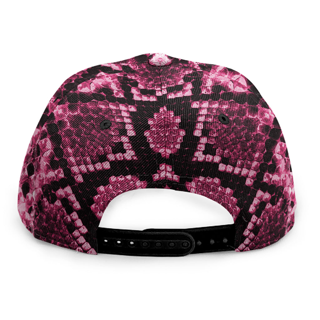 Pink Python Snakeskin Print Snapback Cap