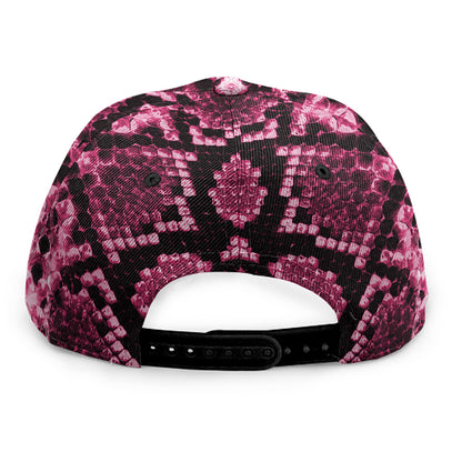 Pink Python Snakeskin Print Snapback Cap