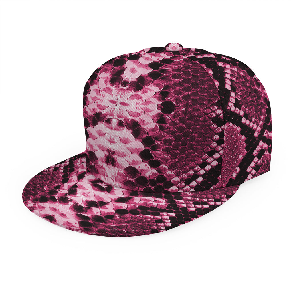 Pink Python Snakeskin Print Snapback Cap