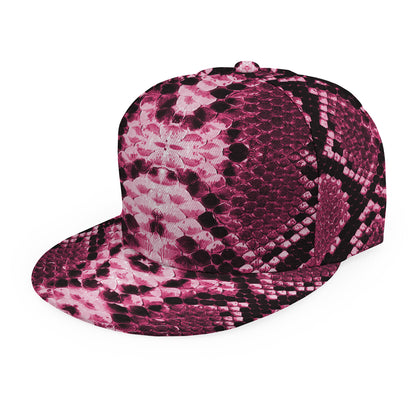 Pink Python Snakeskin Print Snapback Cap