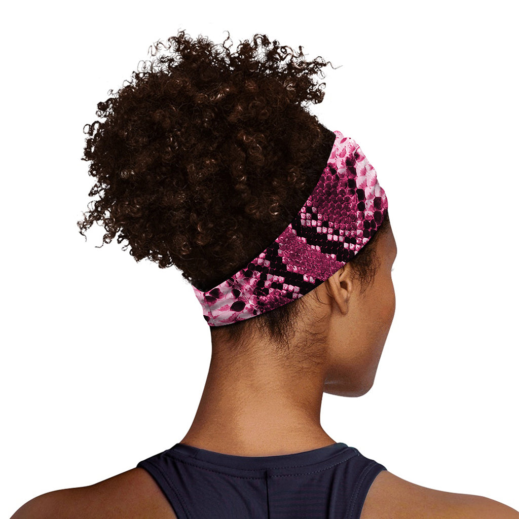 Pink Python Snakeskin Print Sports Headband