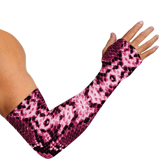 Pink Python Snakeskin Print Sun Protection Arm Sleeves