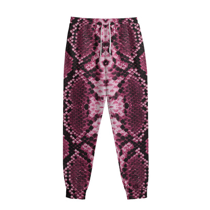 Pink Python Snakeskin Print Sweatpants
