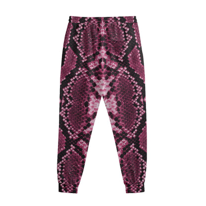Pink Python Snakeskin Print Sweatpants