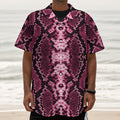 Pink Python Snakeskin Print Textured Short Sleeve Shirt