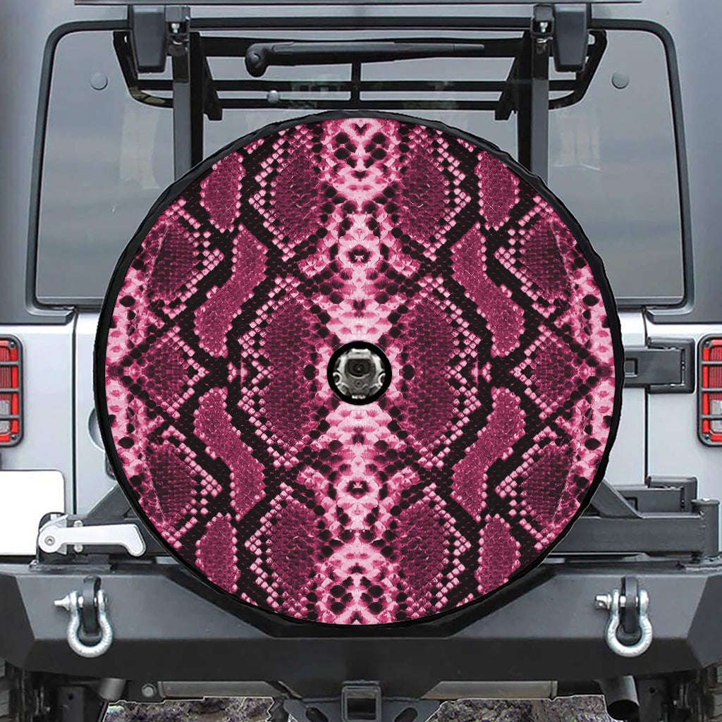 Pink Python Snakeskin Print Tire Cover With Camera Hole