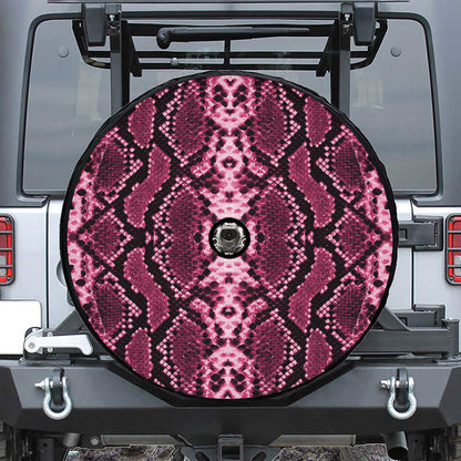 Pink Python Snakeskin Print Tire Cover With Camera Hole