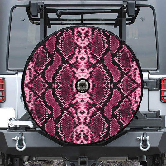 Pink Python Snakeskin Print Tire Cover With Camera Hole