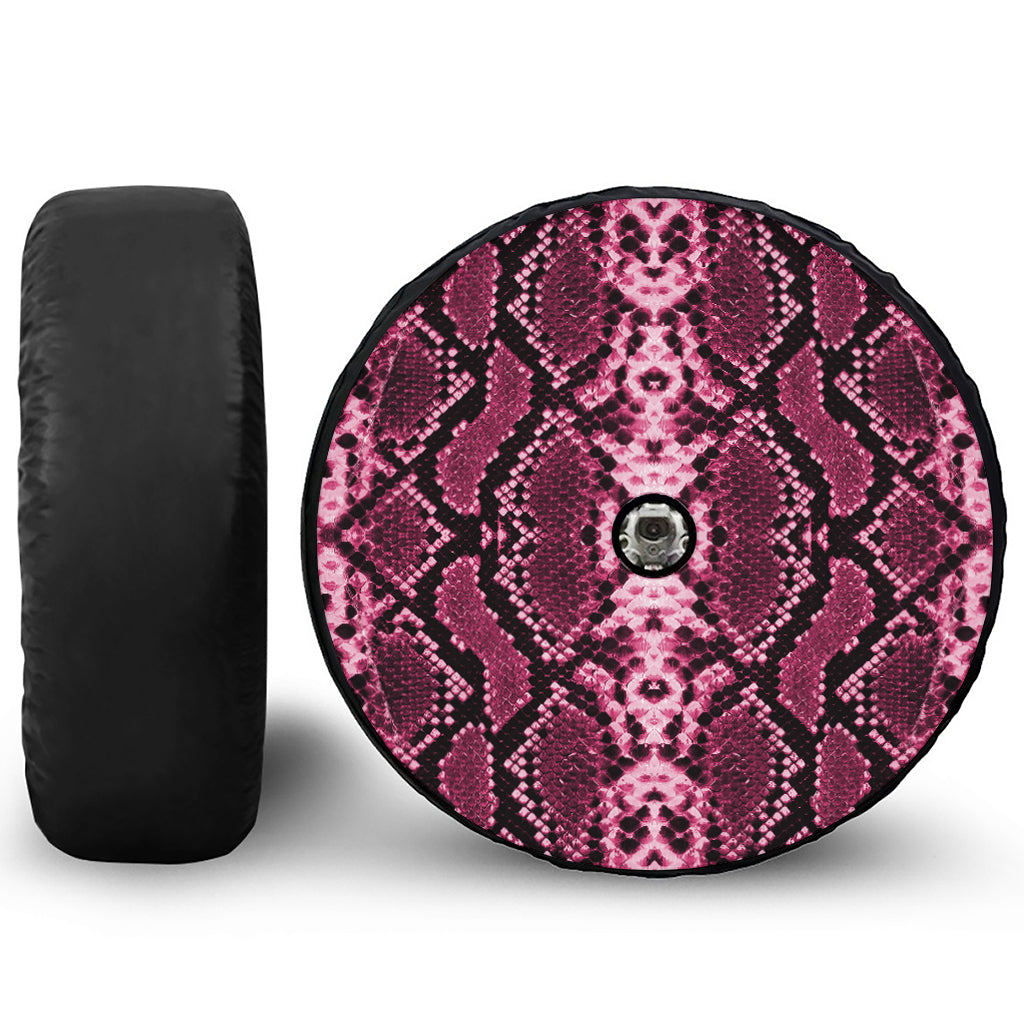 Pink Python Snakeskin Print Tire Cover With Camera Hole