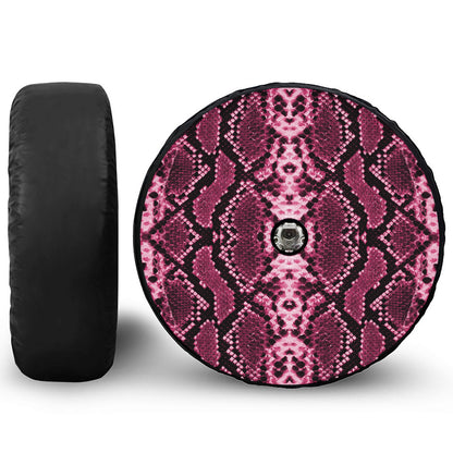 Pink Python Snakeskin Print Tire Cover With Camera Hole