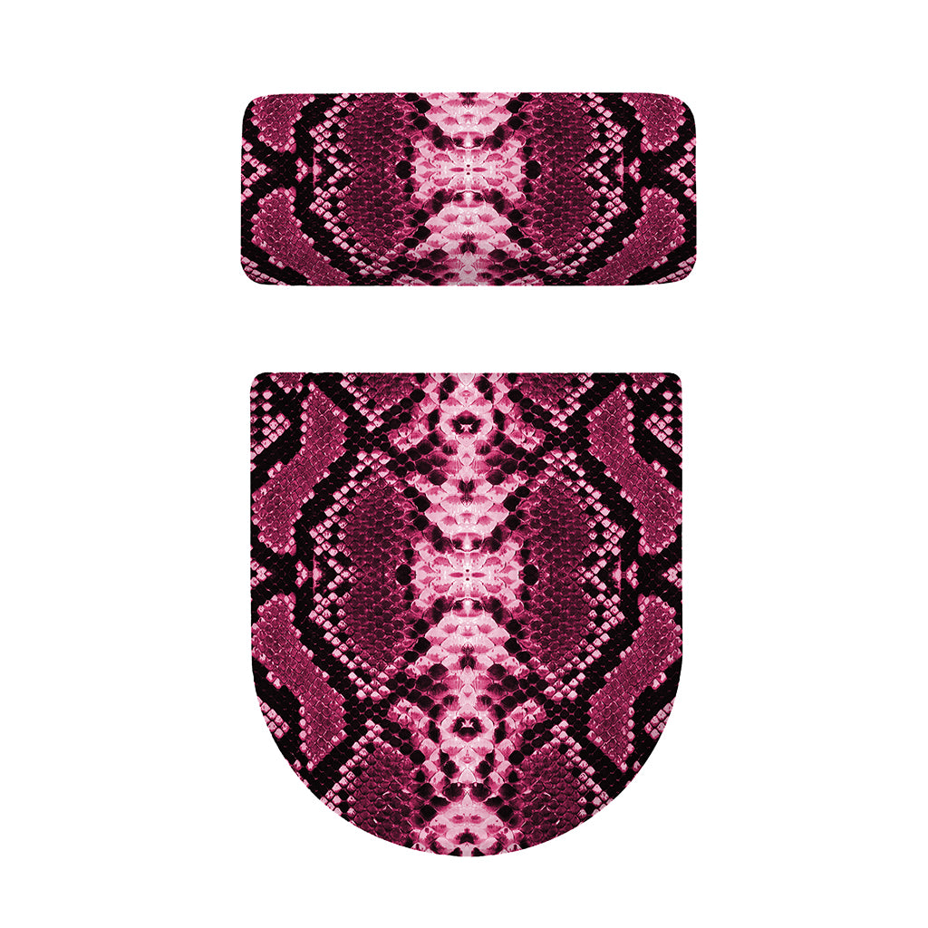 Pink Python Snakeskin Print Toilet Lid And Tank Cover Set