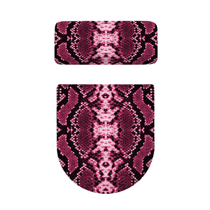 Pink Python Snakeskin Print Toilet Lid And Tank Cover Set