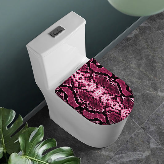 Pink Python Snakeskin Print Toilet Lid Cover