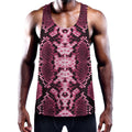 Pink Python Snakeskin Print Men's Workout Tank Top