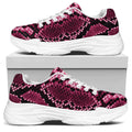 Pink Python Snakeskin Print White Chunky Shoes