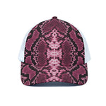 Pink Python Snakeskin Print White Mesh Trucker Cap