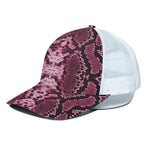 Pink Python Snakeskin Print White Mesh Trucker Cap