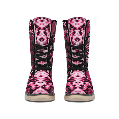 Pink Python Snakeskin Print Winter Boots
