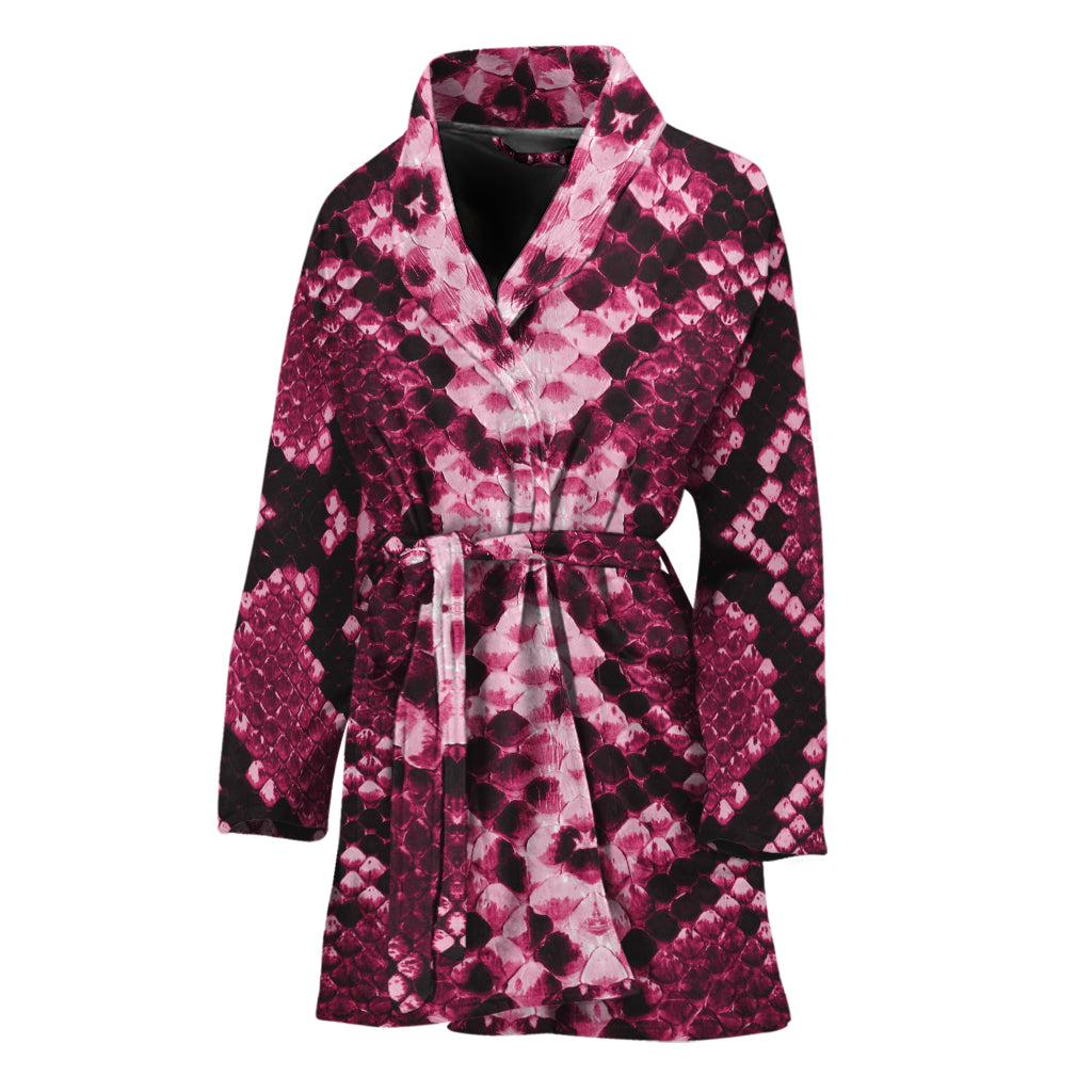 Pink Python Snakeskin Print Women's Bathrobe