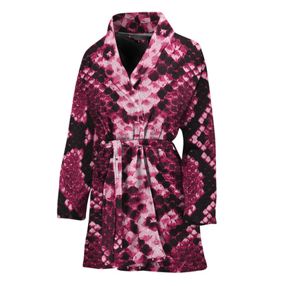 Pink Python Snakeskin Print Women's Bathrobe