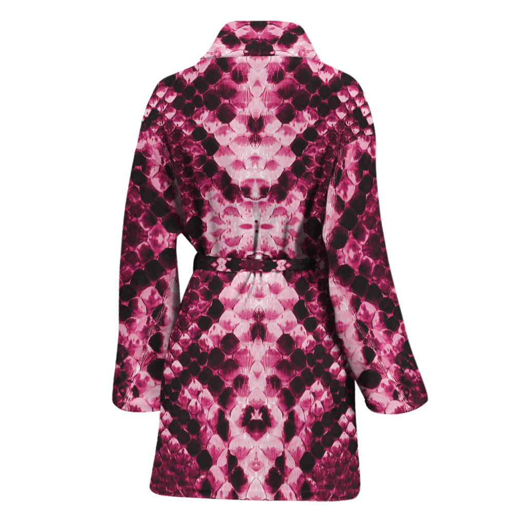 Pink Python Snakeskin Print Women's Bathrobe