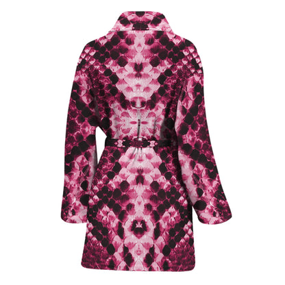 Pink Python Snakeskin Print Women's Bathrobe