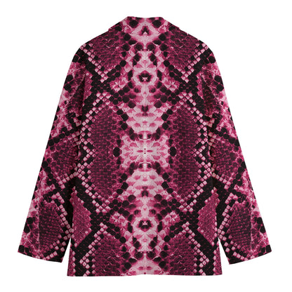 Pink Python Snakeskin Print Women's Blazer