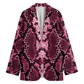 Pink Python Snakeskin Print Women's Cotton Blazer