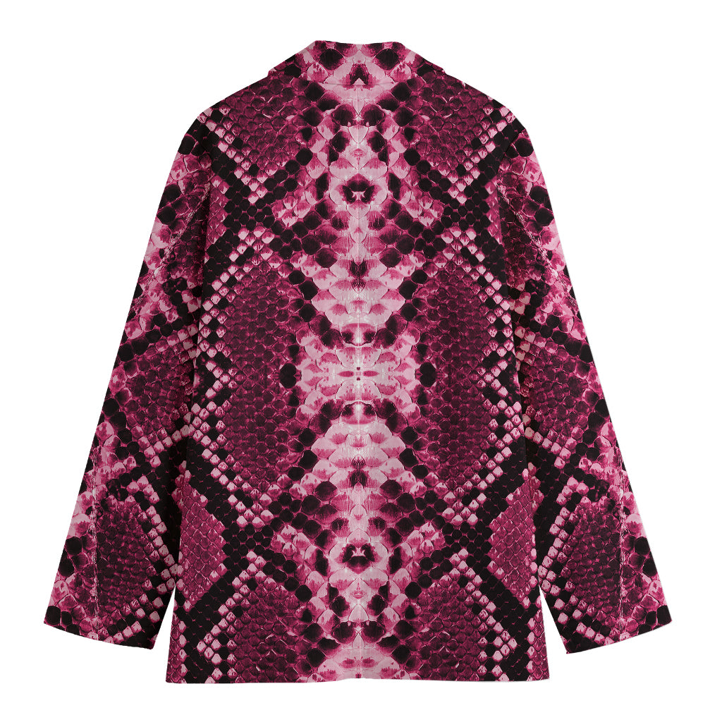 Pink Python Snakeskin Print Women's Cotton Blazer