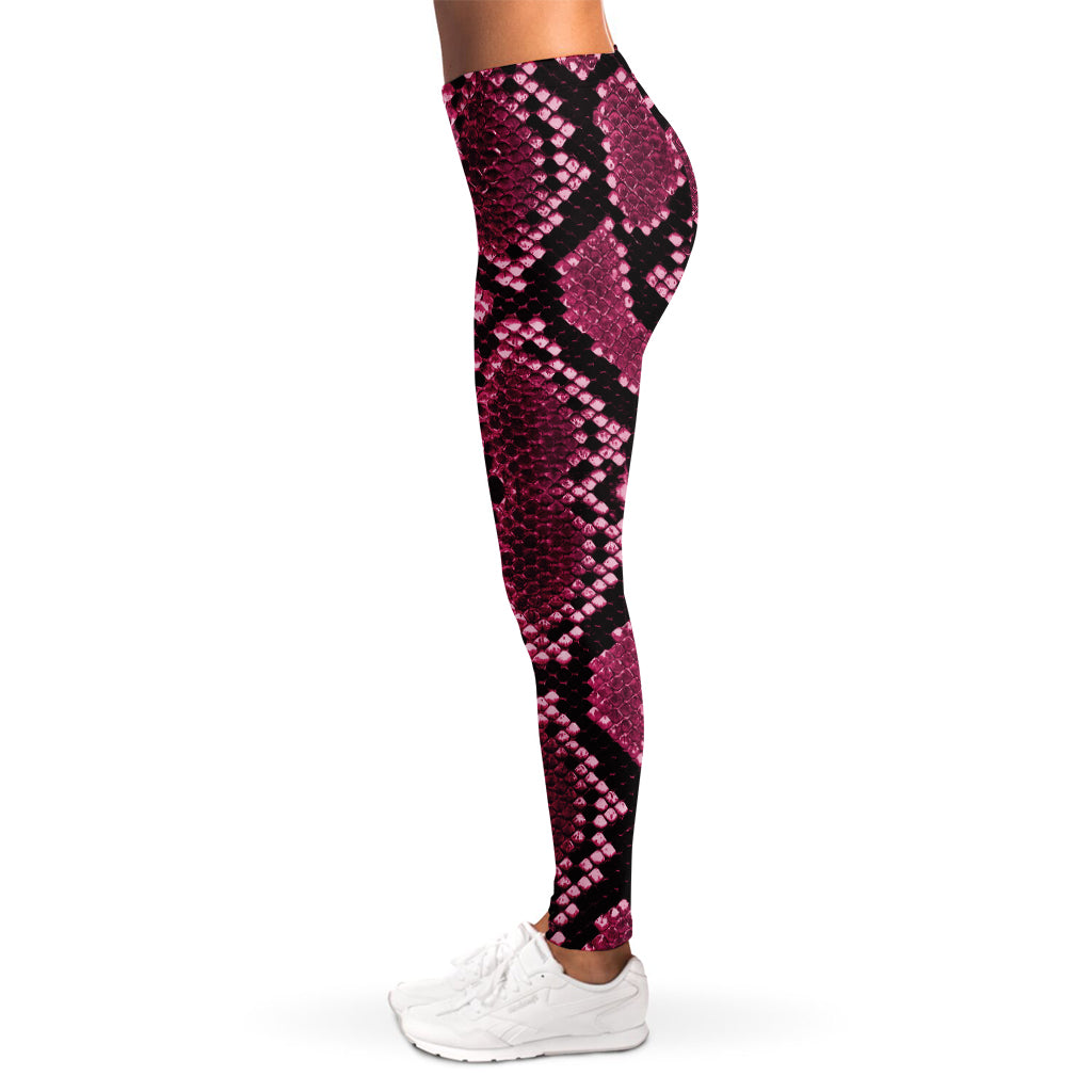 Pink Python Snakeskin Print Women's Leggings