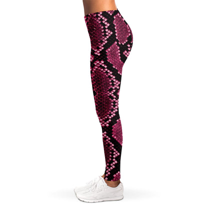 Pink Python Snakeskin Print Women's Leggings