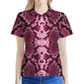 Pink Python Snakeskin Print Women's Polo Shirt