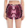Pink Python Snakeskin Print Women's Split Running Shorts