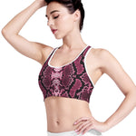 Pink Python Snakeskin Print Women's Sports Bra