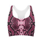 Pink Python Snakeskin Print Women's Sports Bra