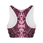 Pink Python Snakeskin Print Women's Sports Bra