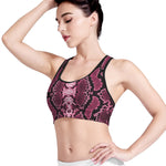 Pink Python Snakeskin Print Women's Sports Bra