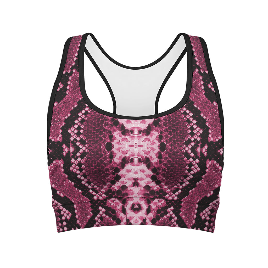 Pink Python Snakeskin Print Women's Sports Bra