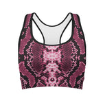 Pink Python Snakeskin Print Women's Sports Bra