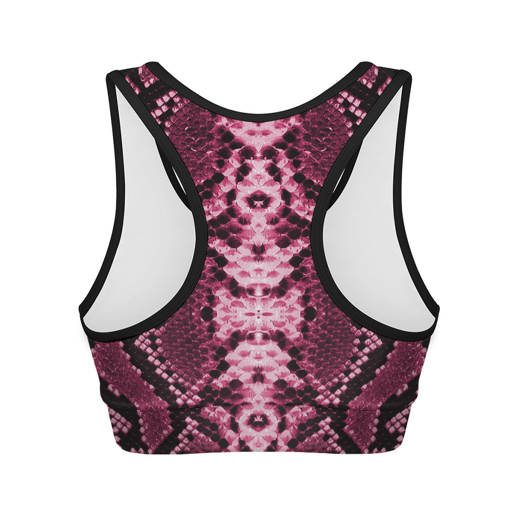 Pink Python Snakeskin Print Women's Sports Bra