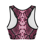 Pink Python Snakeskin Print Women's Sports Bra