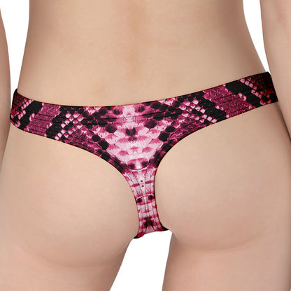 Pink Python Snakeskin Print Women's Thong