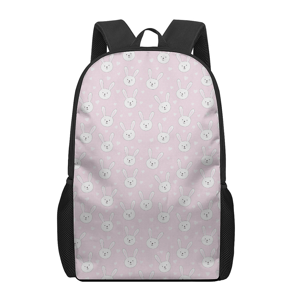 Pink Rabbit Pattern Print 17 Inch Backpack