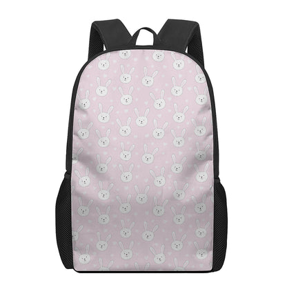 Pink Rabbit Pattern Print 17 Inch Backpack
