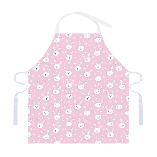 Pink Rabbit Pattern Print Adjustable Apron
