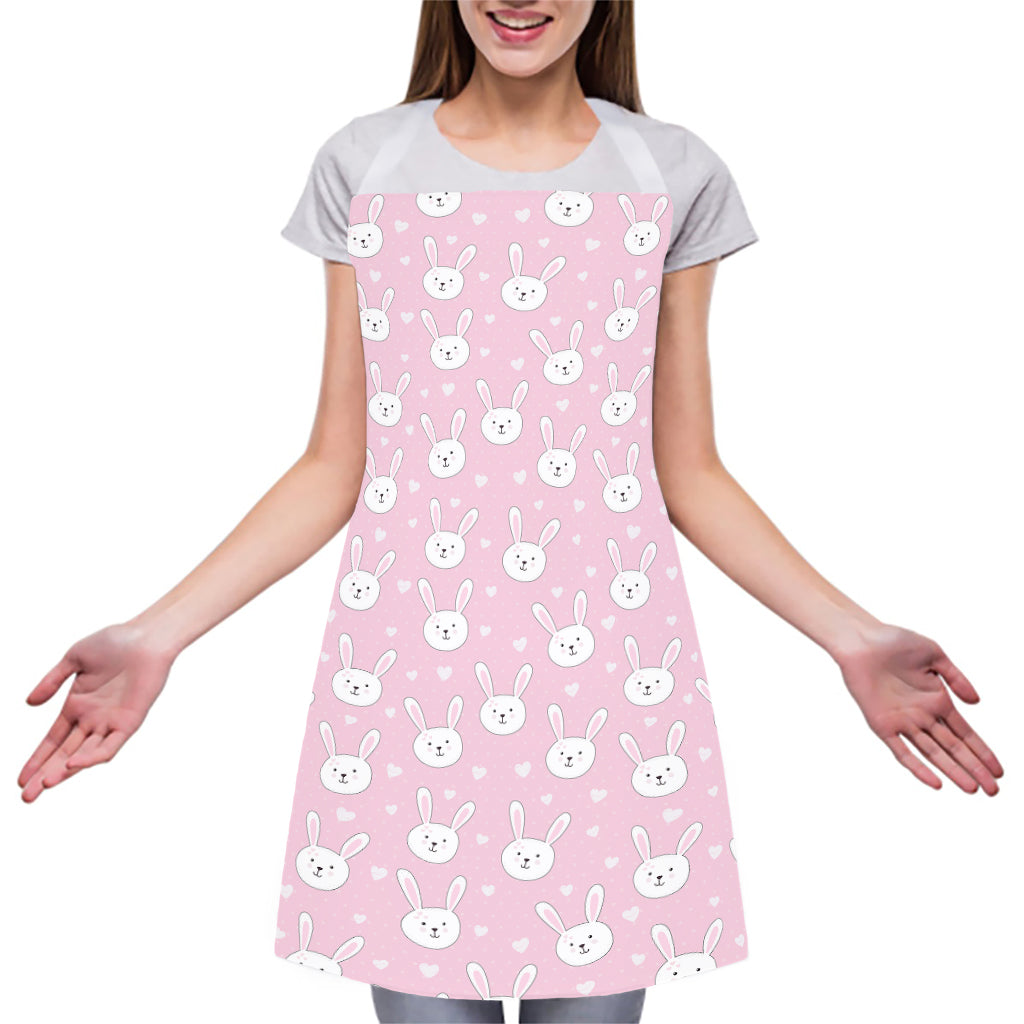 Pink Rabbit Pattern Print Adjustable Apron